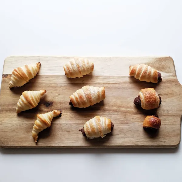 Mini croissants y mini napolitanas con nutella y normales