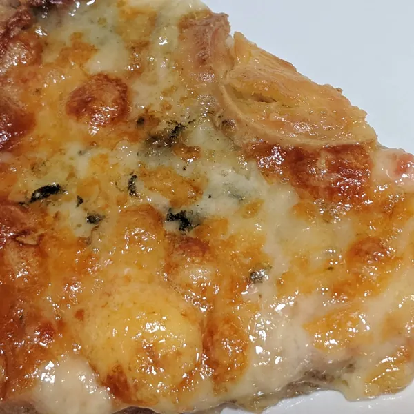 Five-cheese pizza with a three-flour dough